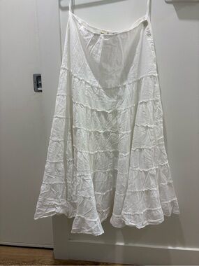 PEACE ANGEL | White Cotton Boho Ruffle Tiered Skirt